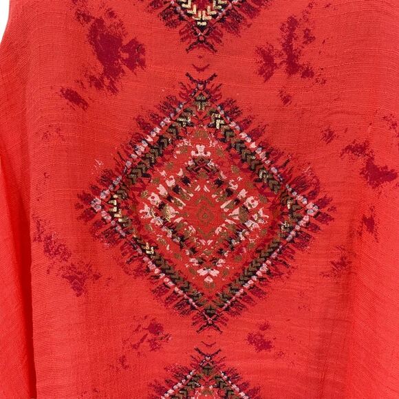 Cropped Coral Aztec Design Gauze Tank Top Sz. M Glam - Picture 4 of 11